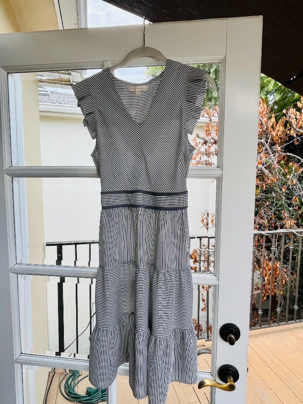 Monteau Grey and White Striped Dress